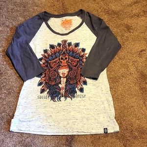 Secret Artist 3/4 Sleeve Shirt. Size Medium. Gray.